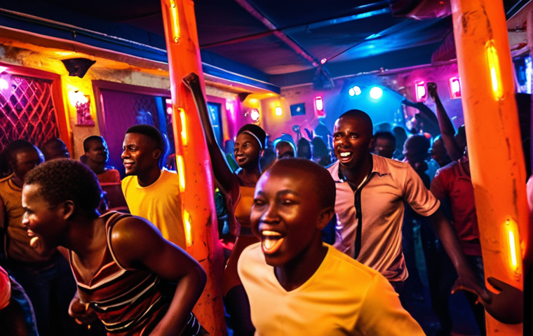 **
`Vibrant Dakar nightlife scene. Mbalax music, colorful lights, and energetic dancers in a crowded club. Capture the feeling of joy and cultural immersion. Night photography, motion blur, warm colors.`
**