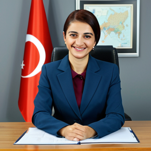 **

"A professional businesswoman in a modest business suit, sitting at a desk in a modern office in Istanbul, fully clothed, appropriate attire, safe for work, perfect anatomy, natural proportions, professional photography, high quality.  She is smiling slightly and looking directly at the viewer.  There is a Turkish flag subtly displayed in the background. Professional, family-friendly, appropriate content."

**